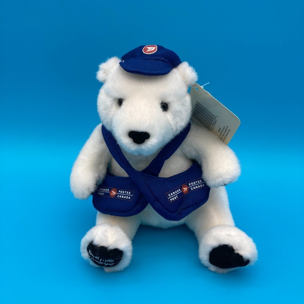 Hallmark Canada Post Bear Mail Livrourson Polar Bear White Plush 2003 NWT